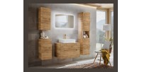 Colonne de salle de bain suspendue ERBANO – 2 portes – H170 cm – Coloris chêne clair 