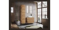 Meuble sous vasque ERBANO – 2 tiroirs – 60 cm – Coloris chêne clair et gris anthracite – Design fonctionnel 