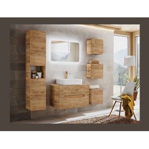 Meuble sous vasque ERBANO – 2 tiroirs – 80 cm – Coloris chêne clair – Pratique et élégant 