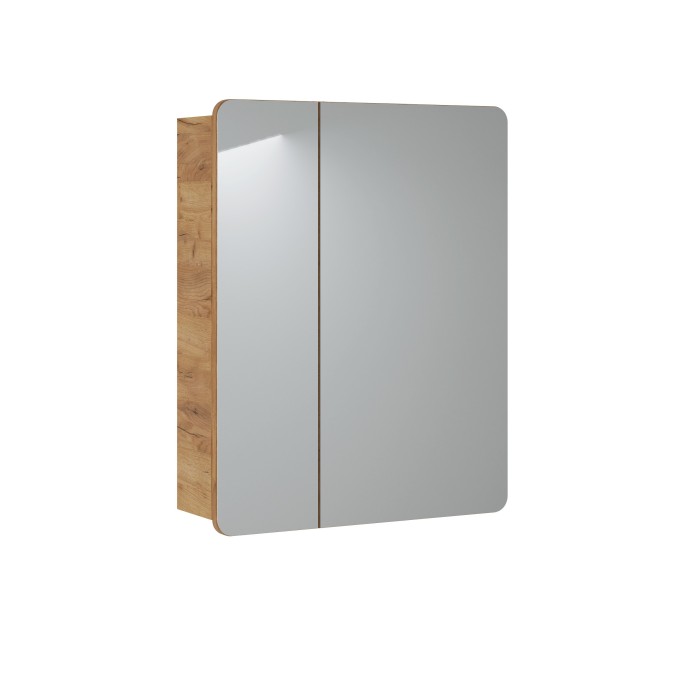 Meuble salle de bain ERBANO – Chêne clair – 60x75 cm – 2 portes avec miroirs – À suspendre 