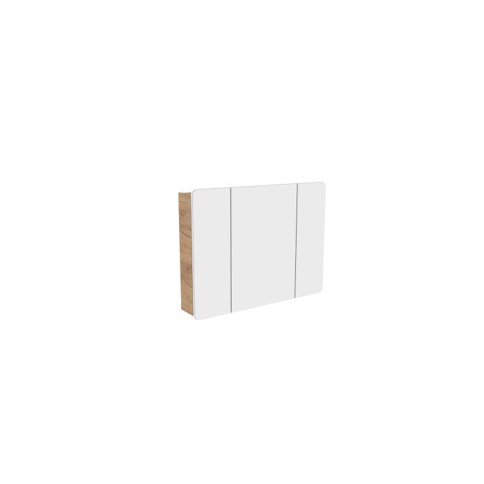 Meuble salle de bain ERBANO – Chêne clair – 100x75 cm – 3 portes avec miroirs – À suspendre 