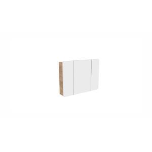 Meuble salle de bain ERBANO – Chêne clair – 100x75 cm – 3 portes avec miroirs – À suspendre 