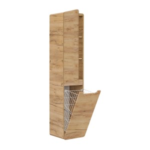 Hängender Badezimmerschrank ERBANO – 2 Türen – H170 cm – Farbe helles Eichenholz