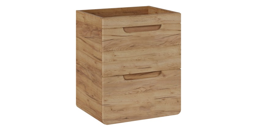 Möbelwaschtisch ERBANO – 2 Schubladen – 60 cm – Farbe helles Eichenholz – Modernes hängendes Design