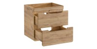 Möbelwaschtisch ERBANO – 2 Schubladen – 60 cm – Farbe helles Eichenholz – Modernes hängendes Design