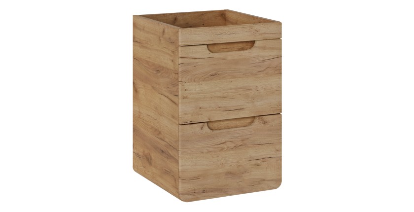 Möbelwaschtisch ERBANO – 2 Schubladen – 40 cm – Farbe helles Eichenholz – Kompaktes hängendes Design