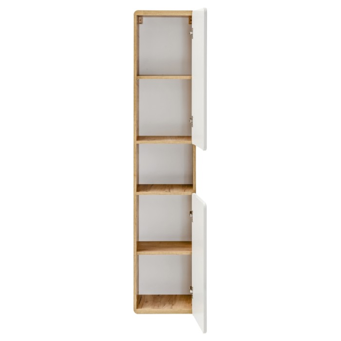 Colonne salle de bain ERBANO – Licht eiken en hoogglans wit – 35x170 cm – 2 deuren – Om op te hangen