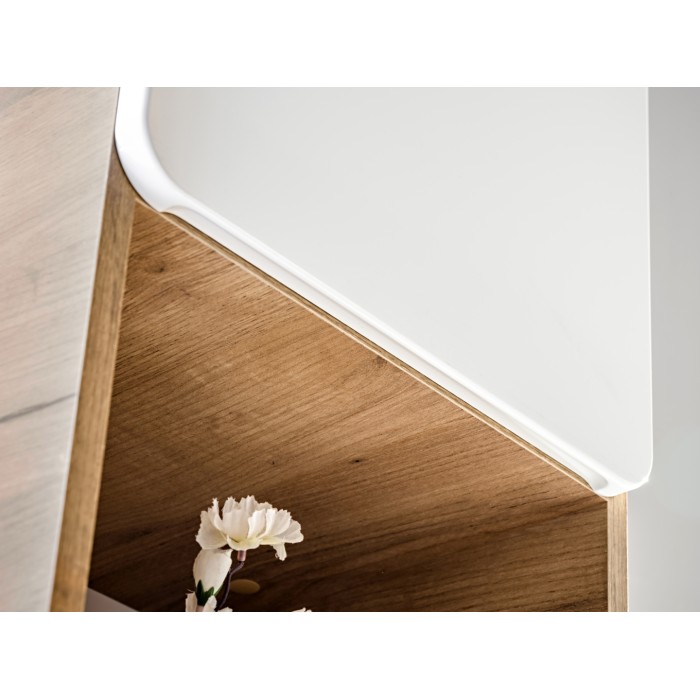 Colonne salle de bain ERBANO – Licht eiken en hoogglans wit – 35x170 cm – 2 deuren – Om op te hangen