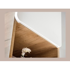 Colonne salle de bain ERBANO – Eichenholz hell und Hochglanzweiß – 35x170 cm – 2 Türen – Zum Aufhängen