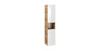 Colonne salle de bain ERBANO – Eichenholz hell und Hochglanzweiß – 35x170 cm – 2 Türen – Zum Aufhängen