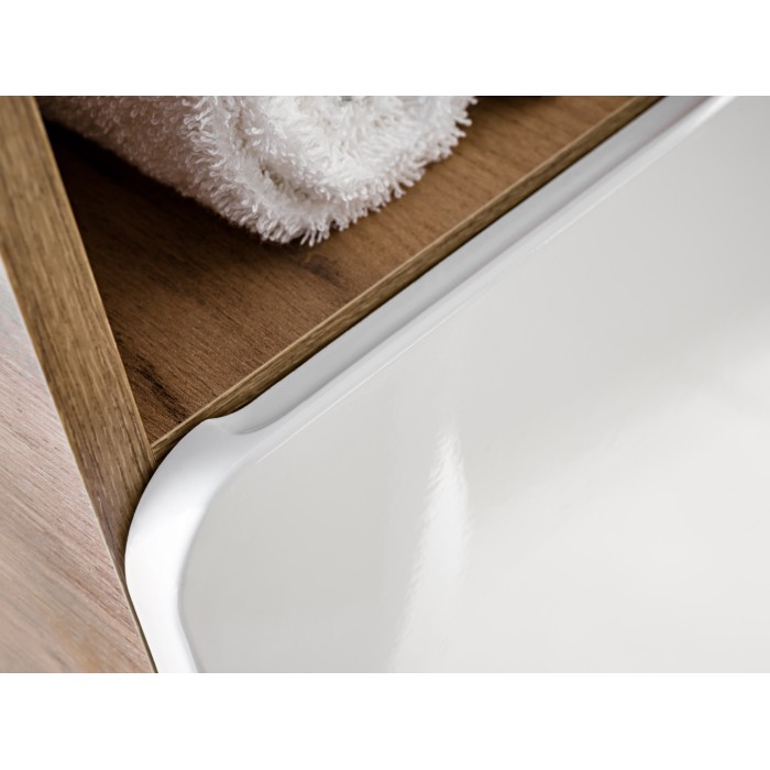Colonne salle de bain ERBANO – Licht eiken en hoogglans wit – 35x170 cm – 2 deuren – Om op te hangen