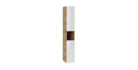 Colonne salle de bain ERBANO – Eichenholz hell und Hochglanzweiß – 25x170 cm – 3 Türen – Zum Aufhängen