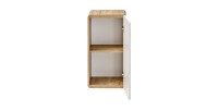 Meuble salle de bain ERBANO – Chêne clair et blanc brillant – 35x68 cm – 1 porte – À suspendre