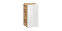 Meuble salle de bain ERBANO – Chêne clair et blanc brillant – 35x68 cm – 1 porte – À suspendre
