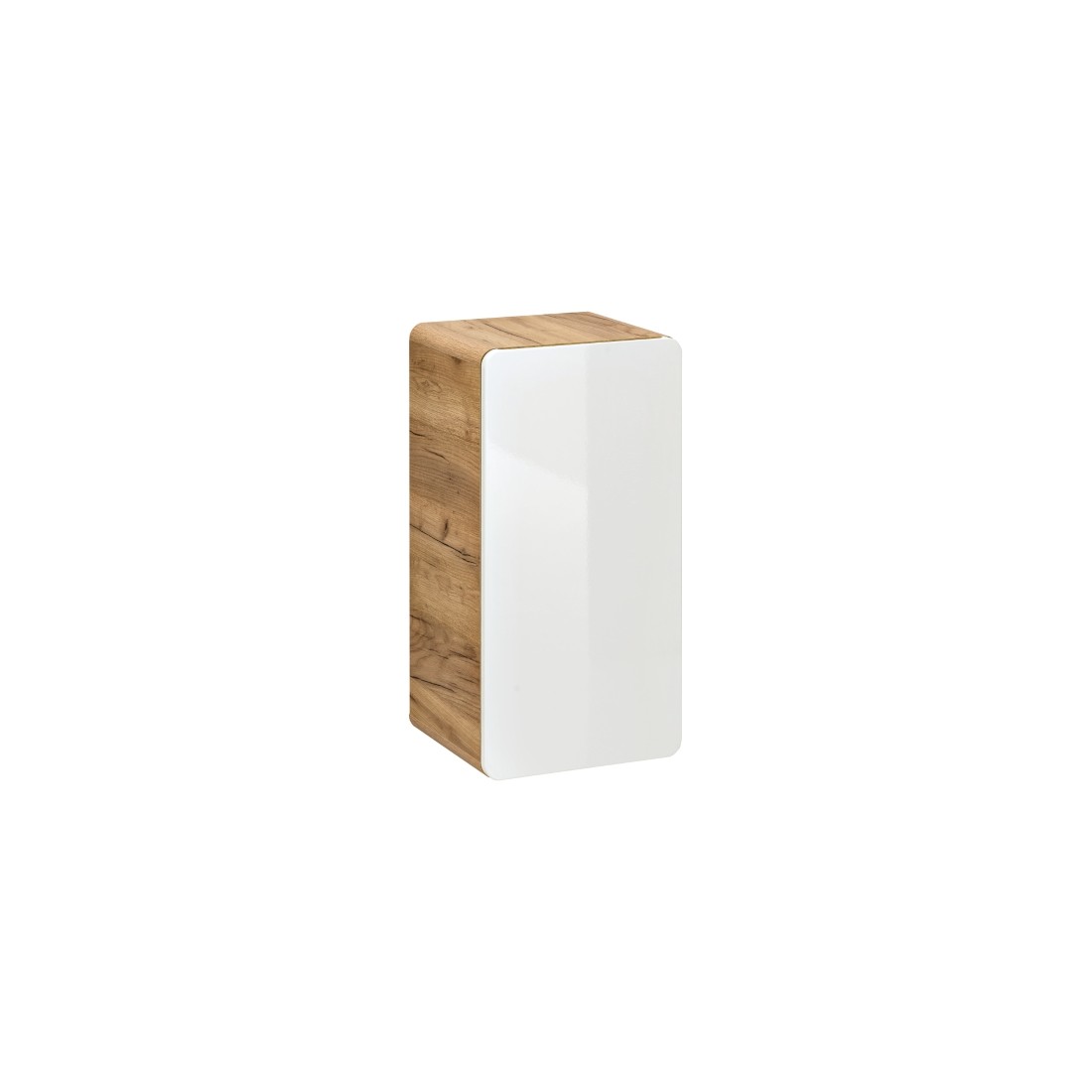 Meuble salle de bain ERBANO – Chêne clair et blanc brillant – 35x68 cm – 1 porte – À suspendre