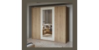 Complete kamer VERTIGO - Bed 180x200 met lattenbodem, 2 nachtkastjes, kledingkast met 4 deuren + design omlijsting