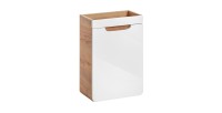 Meuble salle de bain ERBANO – Chêne clair et blanc brillant – 40x60 cm – 1 porte – À suspendre