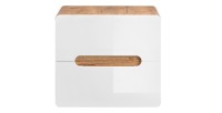 Möbelunterschrank ERBANO – Helles Eichenholz und Hochglanzweiß – 60x53 cm – 2 Schubladen – Zum Aufhängen