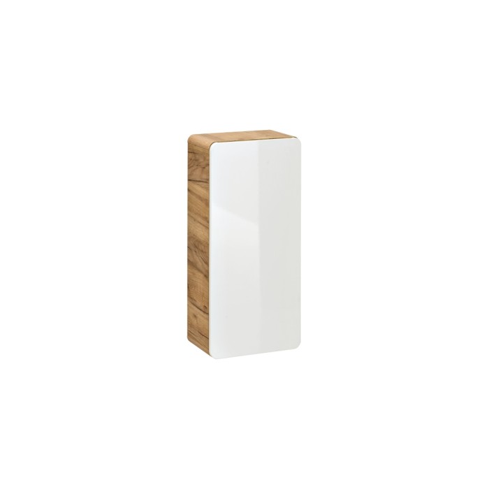 Demi-colonne de salle de bain ERBANO – Chêne clair et blanc brillant – 35x75 cm – 1 porte – À suspendre