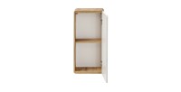 Meuble salle de bain ERBANO – Chêne clair et blanc brillant – 35x75 cm – 1 porte – À suspendre