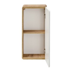 Demi-colonne de salle de bain ERBANO – Chêne clair et blanc brillant – 35x75 cm – 1 porte – À suspendre