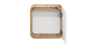Meuble salle de bain ERBANO – Chêne clair et blanc brillant – 35x35 cm – 1 porte – À suspendre
