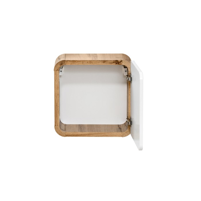 Mueble de baño ERBANO – Roble claro y blanco brillante – 35x35 cm – 1 puerta – Para colgar