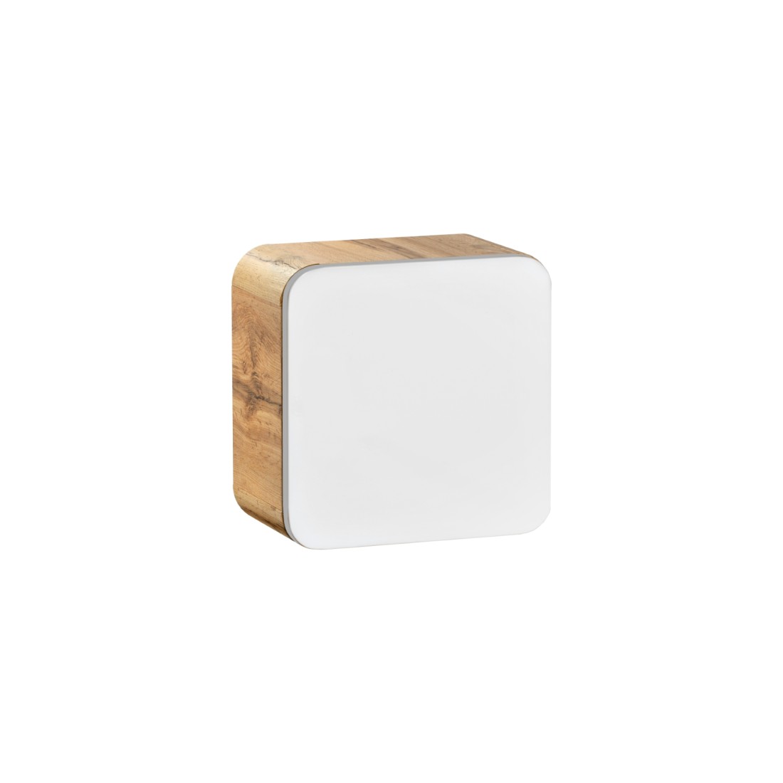 Meuble salle de bain ERBANO – Chêne clair et blanc brillant – 35x35 cm – 1 porte – À suspendre