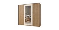 Complete kamer VERTIGO - Bed met opbergruimte 160x200, 2 nachtkastjes, kledingkast met 4 deuren + design ombouw