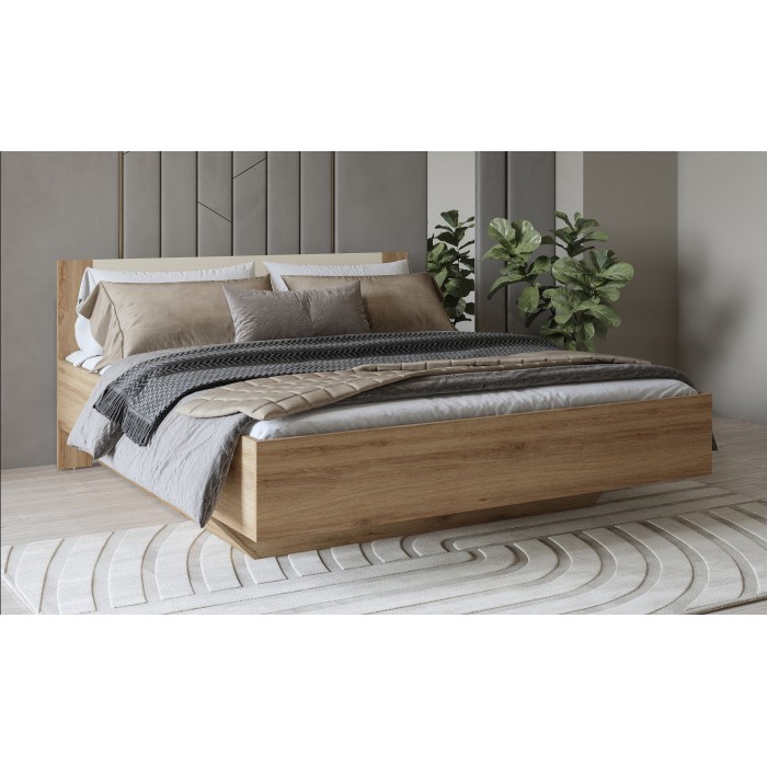 Volledige slaapkamer VERTIGO - Opbergbed 160x200, 2 nachtkastjes, 4-deurs kledingkast + design omtrek