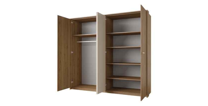 Complete kamer VERTIGO - Opbergbed 180x200, 2 nachtkastjes, kledingkast met 4 deuren + design frame