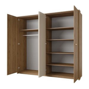 Complete kamer VERTIGO - Opbergbed 180x200, 2 nachtkastjes, kledingkast met 4 deuren + design frame