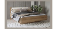 Chambre complète VERTIGO – Lit 180x200 avec sommier, 2 chevets, armoire 3 portes, commode + cadre design
