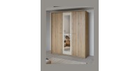 Chambre complète VERTIGO – Lit 180x200 avec sommier, 2 chevets, armoire 3 portes, commode + cadre design