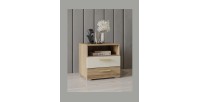 Chambre complète VERTIGO – Lit 180x200 avec sommier, 2 chevets, armoire 3 portes, commode + cadre design
