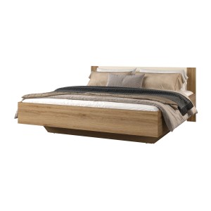 Chambre complète VERTIGO – Lit 180x200 avec sommier, 2 chevets, armoire 3 portes, commode + cadre design