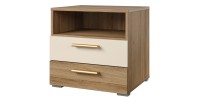 Chambre complète VERTIGO – Lit coffre 160x200, 2 chevets, armoire 3 portes, commode + cadre design