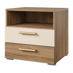 Chambre complète VERTIGO – Lit coffre 160x200, 2 chevets, armoire 3 portes, commode + cadre design