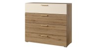 Chambre complète VERTIGO – Lit coffre 160x200, 2 chevets, armoire 3 portes, commode + cadre design