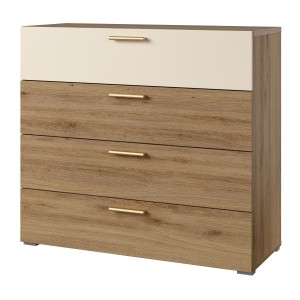 Chambre complète VERTIGO – Lit coffre 160x200, 2 chevets, armoire 3 portes, commode + cadre design