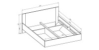 Chambre complète VERTIGO – Lit coffre 160x200, 2 chevets, armoire 3 portes, commode + cadre design