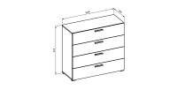 Chambre complète VERTIGO – Lit coffre 160x200, 2 chevets, armoire 3 portes, commode + cadre design