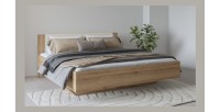 Chambre complète VERTIGO – Lit coffre 180x200, 2 chevets, armoire 3 portes, commode + cadre design