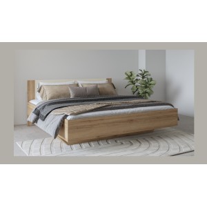 Chambre complète VERTIGO – Lit coffre 180x200, 2 chevets, armoire 3 portes, commode + cadre design