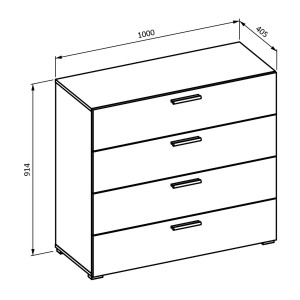 Chambre complète VERTIGO – Lit coffre 180x200, 2 chevets, armoire 3 portes, commode + cadre design