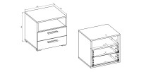 Chambre complète VERTIGO – Lit coffre 180x200, 2 chevets, armoire 3 portes, commode + cadre design