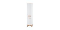 Colonne salle de bain ERMANO – Chêne clair et blanc brillant – 35x187 cm – 2 portes – À poser 