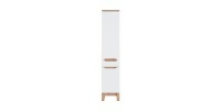 Colonne salle de bain ERMANO – Chêne clair et blanc brillant – 35x187 cm – 2 portes – À poser 