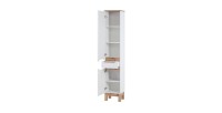 Colonne salle de bain ERMANO – Chêne clair et blanc brillant – 35x187 cm – 2 portes – À poser 