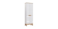 Colonne salle de bain ERMANO – Chêne clair et blanc brillant – 60x187 cm – 2 portes – À poser 